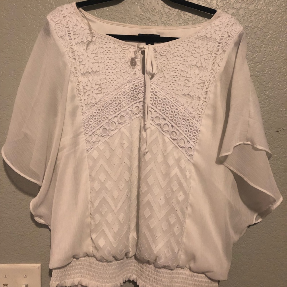 Alyx White Boho Lace Panel Blouse